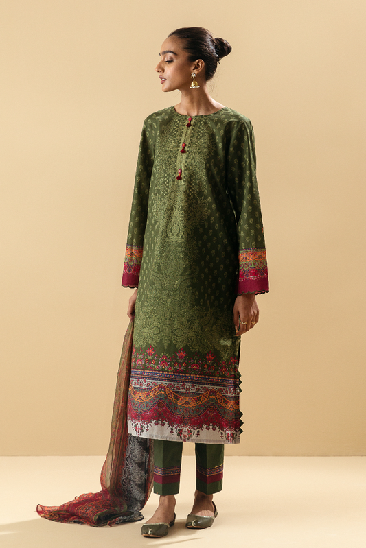 3 PIECE - PRINTED LAWN SUIT - DELICATE DECO MORBAGH SU_22   