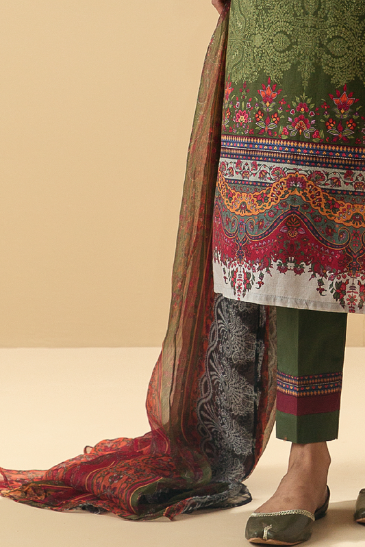 3 PIECE - PRINTED LAWN SUIT - DELICATE DECO MORBAGH SU_22   