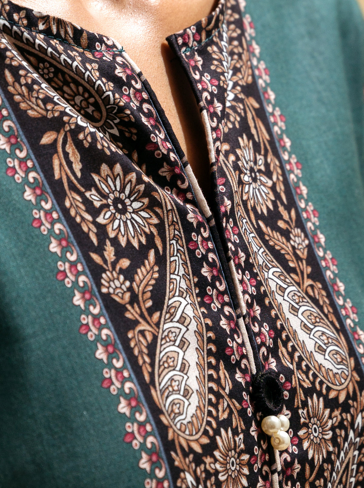 3 PIECE - PRINTED LAWN SUIT - TEAL TIDE MORBAGH SU_22   