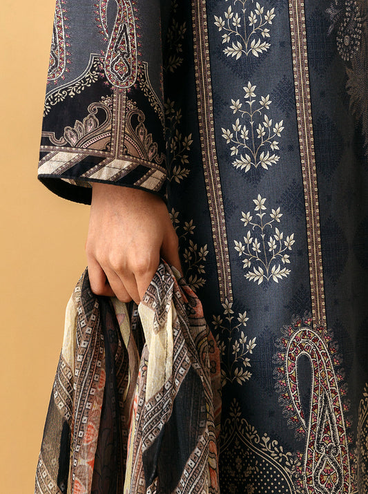 3 PIECE - PRINTED LAWN SUIT - BLUE HORIZON MORBAGH SU_22   