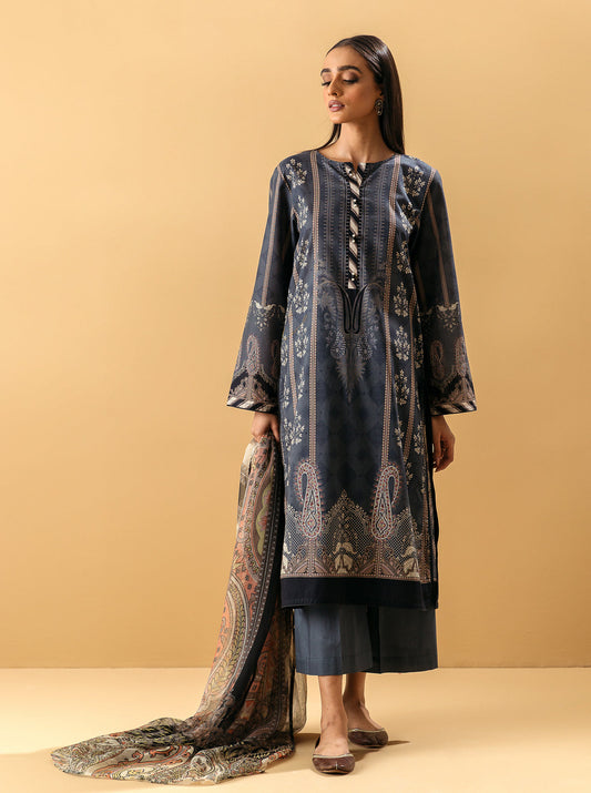 3 PIECE - PRINTED LAWN SUIT - BLUE HORIZON MORBAGH SU_22   
