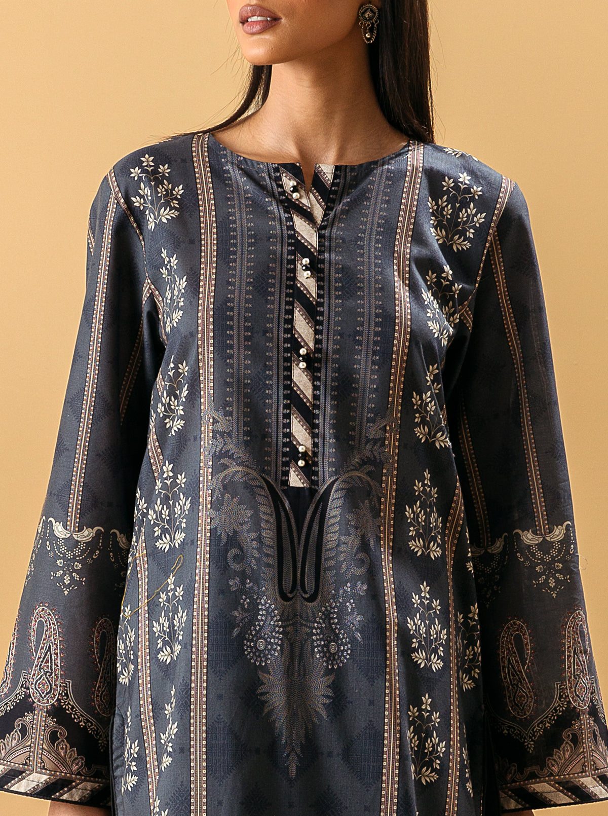 3 PIECE - PRINTED LAWN SUIT - BLUE HORIZON MORBAGH SU_22   