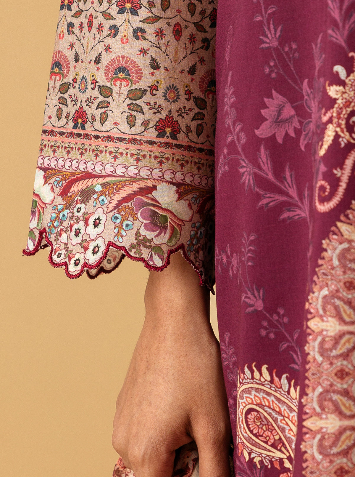 3 PIECE - PRINTED LAWN SUIT - MAGENTA HAZE MORBAGH SU_22   