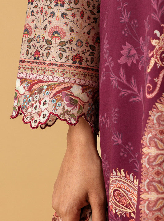 3 PIECE - PRINTED LAWN SUIT - MAGENTA HAZE MORBAGH SU_22   