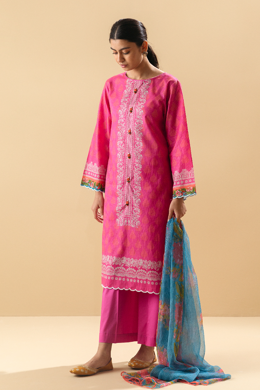 3 PIECE - PRINTED LAWN SUIT - ENCHANTED CAMELLIA MORBAGH SU_22   