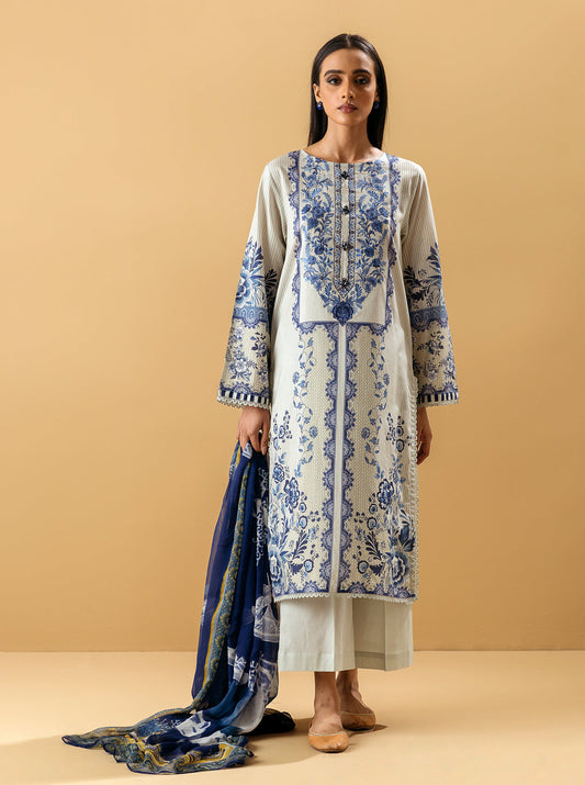 3 PIECE - EMBROIDERED LAWN SUIT - PORCELAIN GARDEN MORBAGH SU_22   