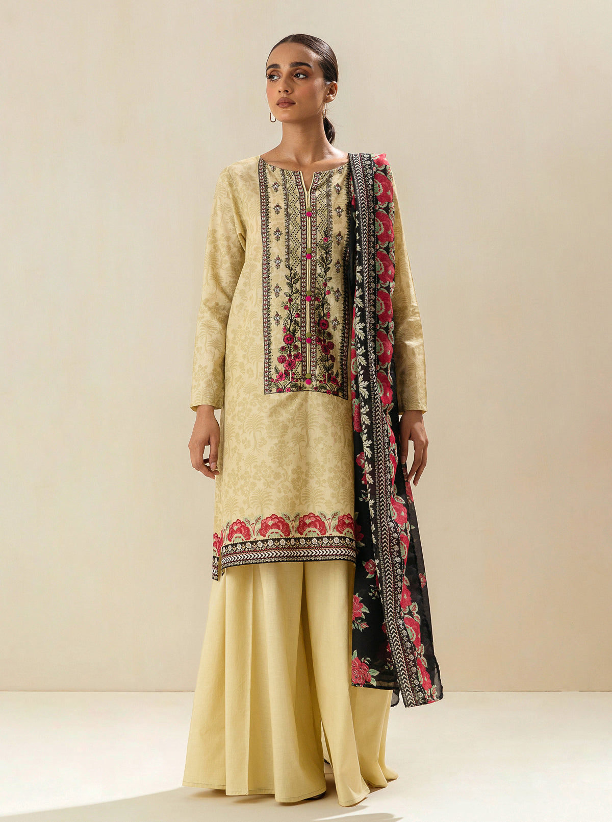2 PIECE - EMBROIDERED LAWN SUIT - POPPIN ROSE MORBAGH SU_23   