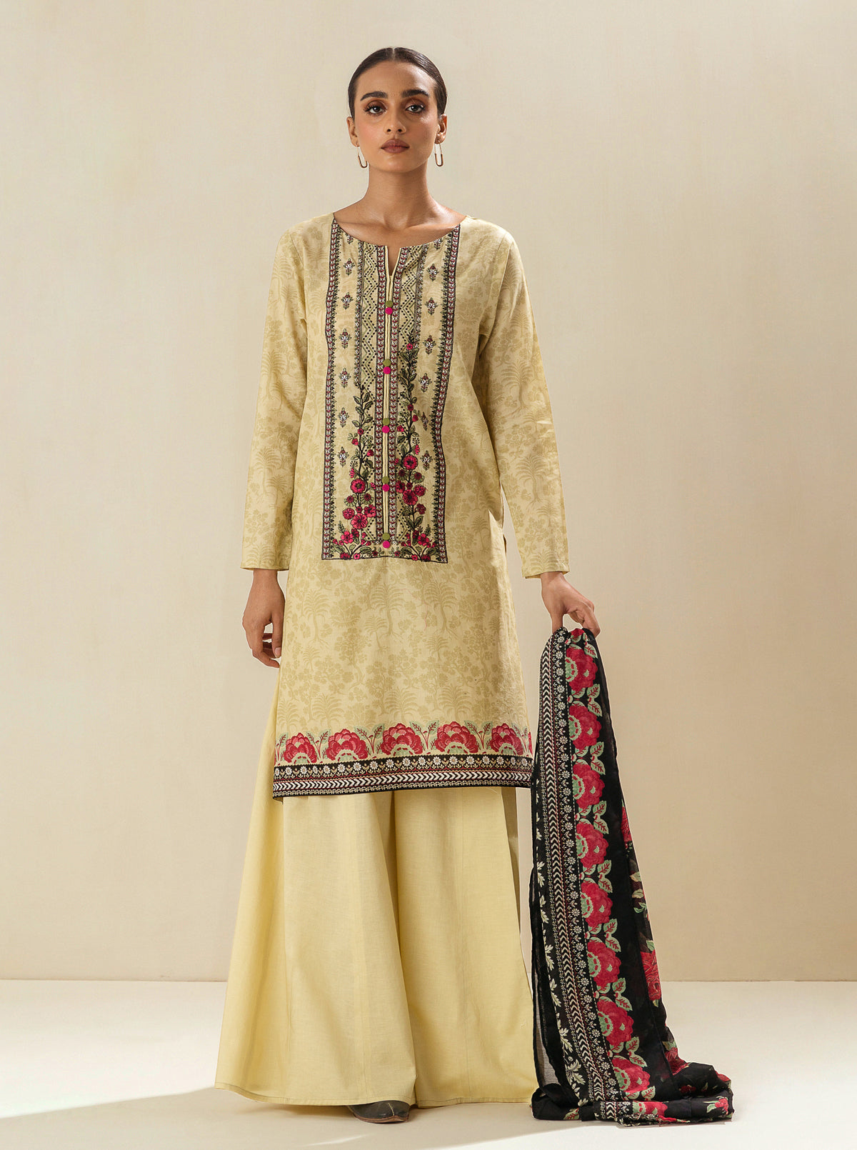 2 PIECE - EMBROIDERED LAWN SUIT - POPPIN ROSE MORBAGH SU_23   