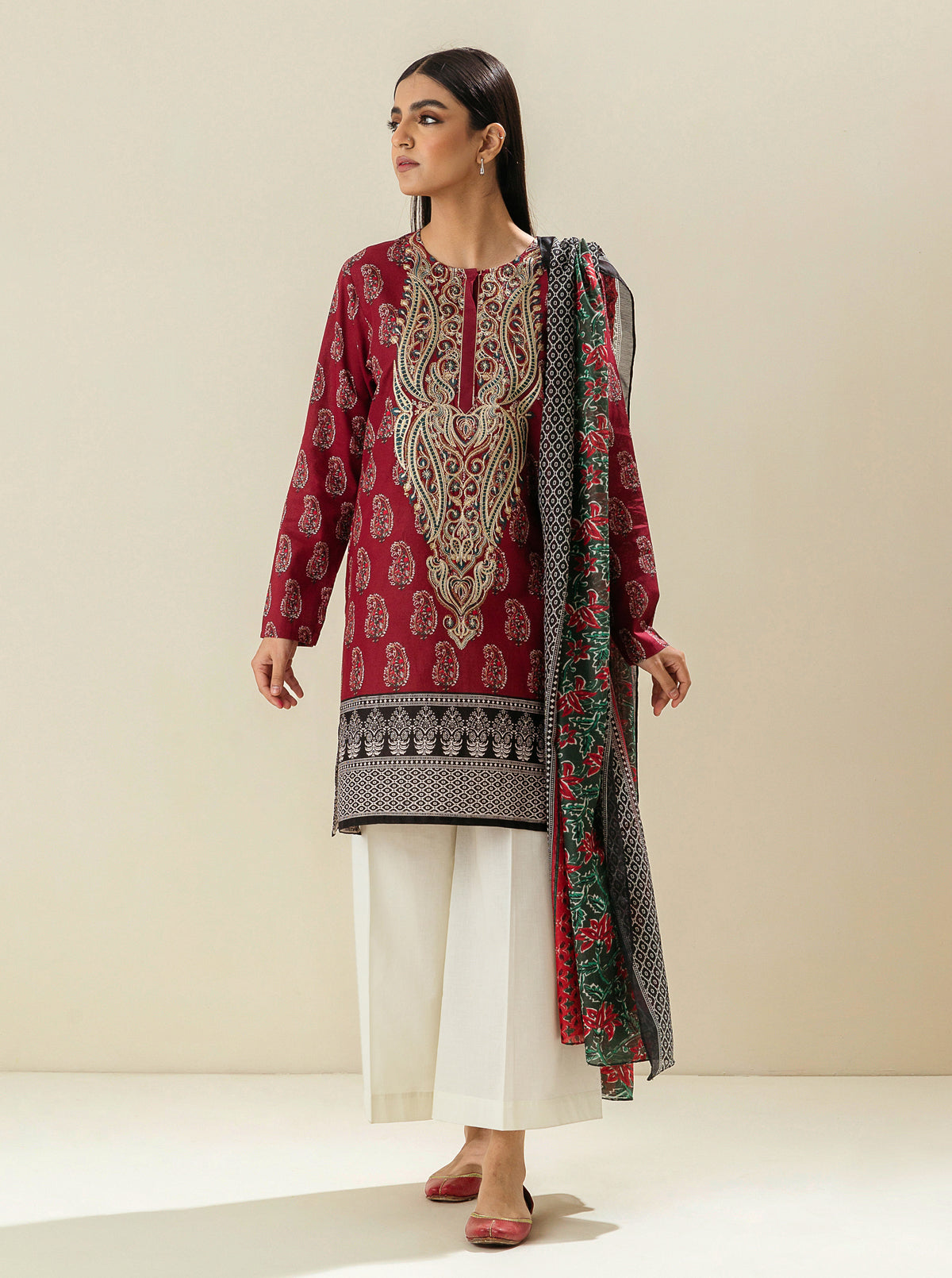 2 PIECE - EMBROIDERED LAWN SUIT - EASTERN SAMBA MORBAGH SU_23   