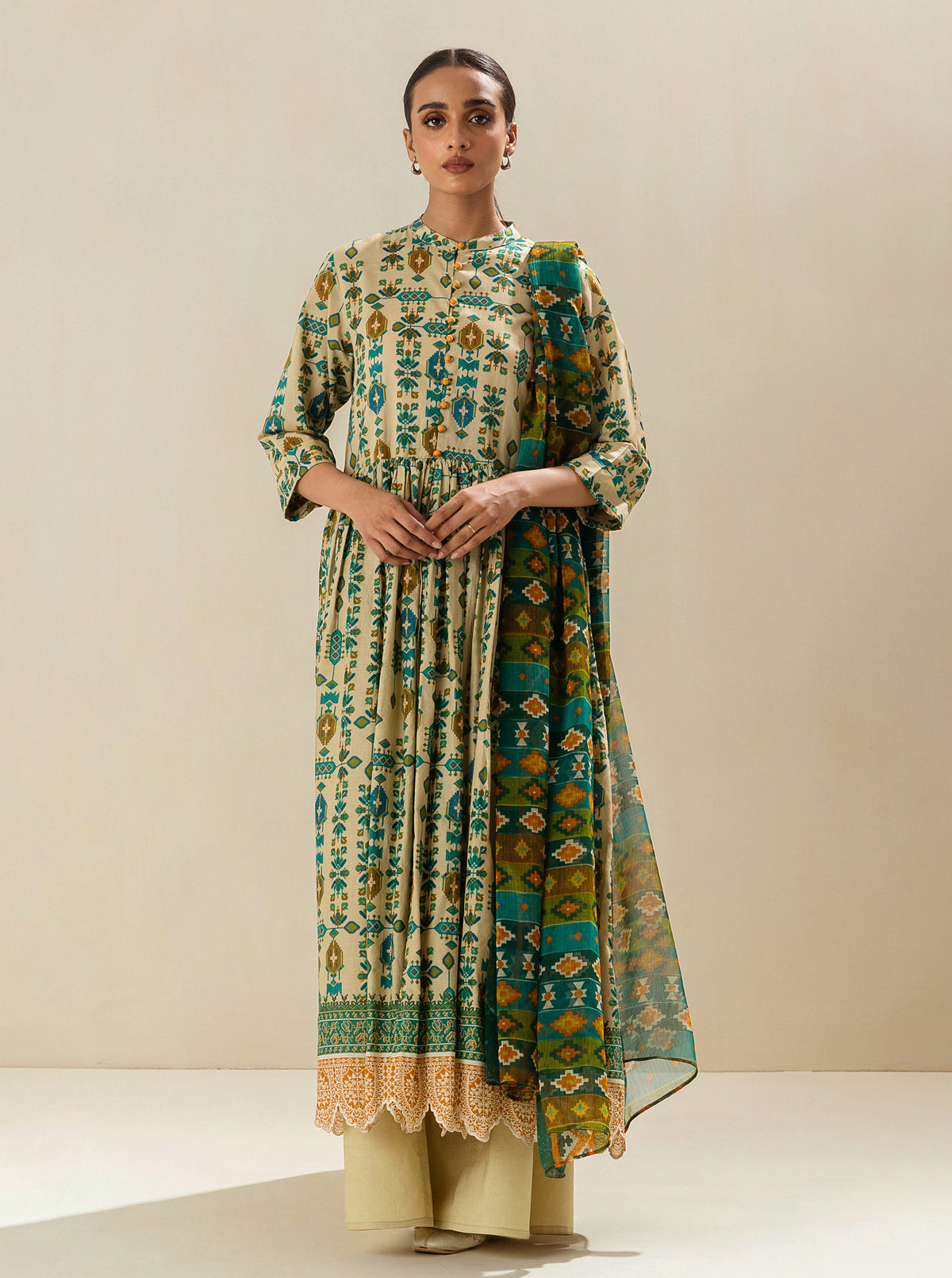 2 PIECE - PRINTED LAWN SUIT - ANTIQUE CHARM MORBAGH SU_23   