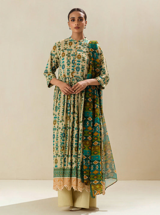 2 PIECE - PRINTED LAWN SUIT - ANTIQUE CHARM MORBAGH SU_23   