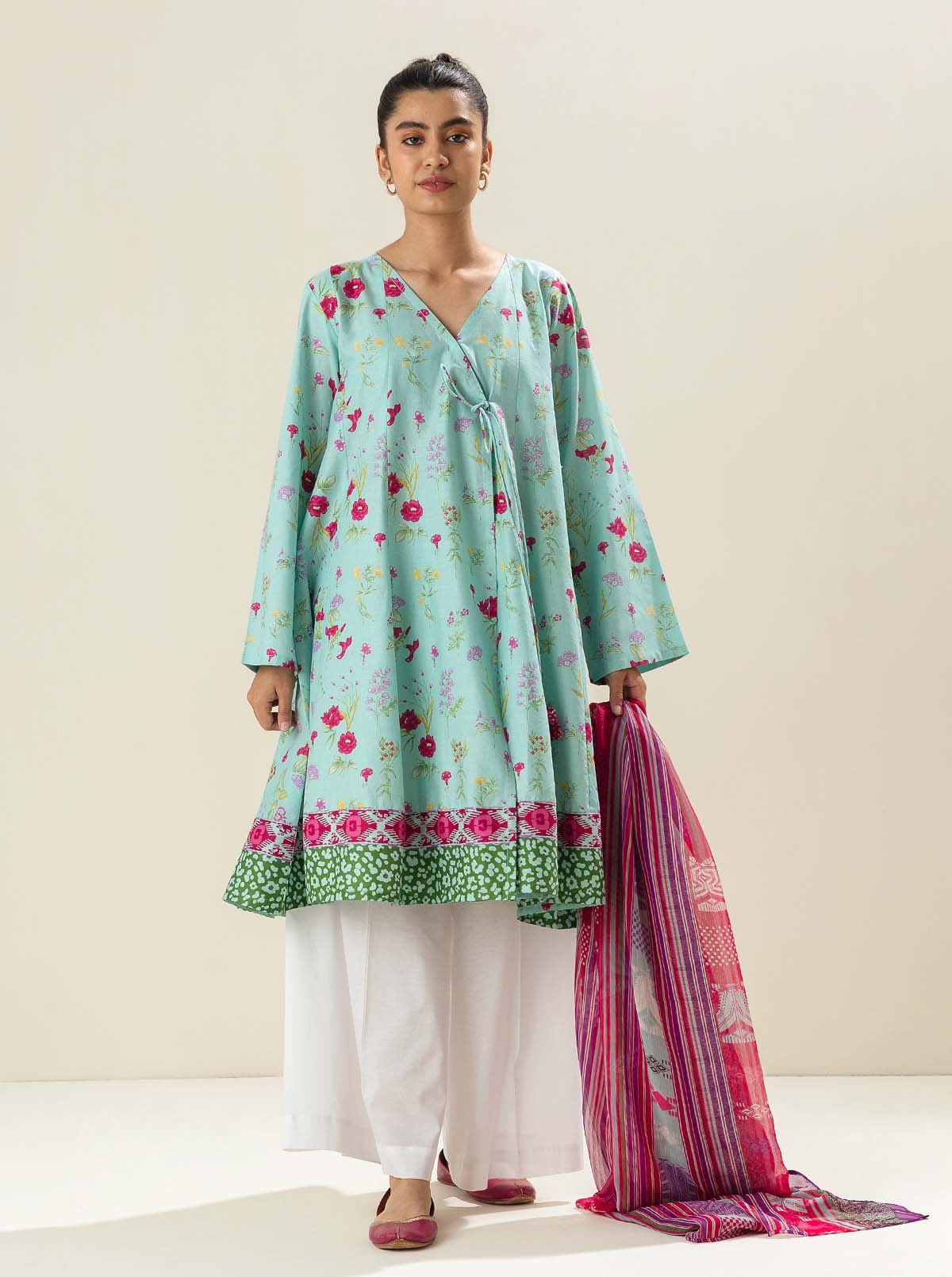 2 PIECE - PRINTED LAWN SUIT - SPRINKLE SKY MORBAGH SU_23   