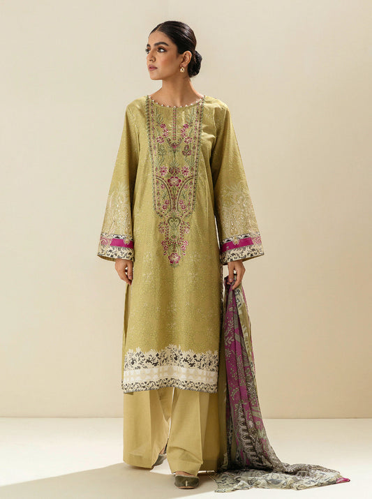 3 PIECE - EMBROIDERED LAWN SUIT - LAUREL GREEN MORBAGH SU_23   