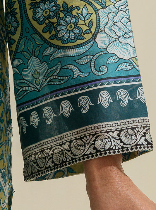 3 PIECE - PRINTED LAWN SUIT - LIME GARDEN MORBAGH SU_23   