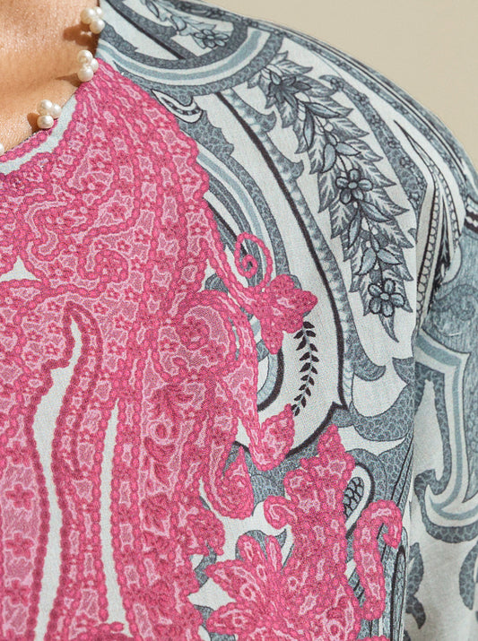 3 PIECE - PRINTED LAWN SUIT - BEETROOT TRACE MORBAGH SU_23   