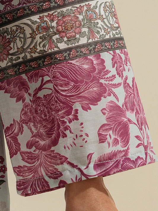 3 PIECE - PRINTED LAWN SUIT - BEETROOT TRACE MORBAGH SU_23   