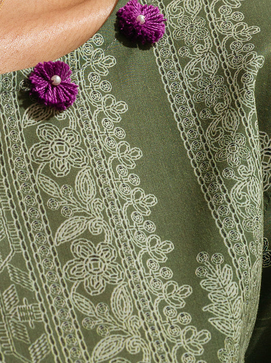 3 PIECE - PRINTED LAWN SUIT - KALE DREAMS MORBAGH SU_23   