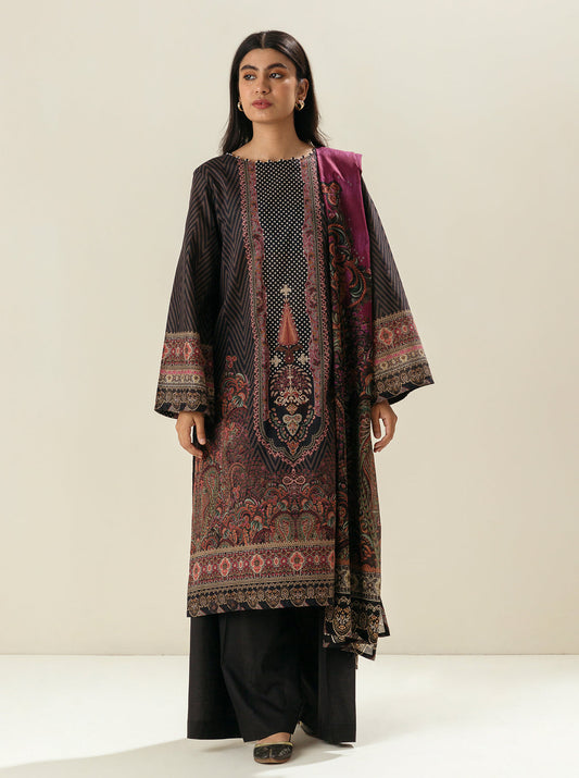 3 PIECE - PRINTED LAWN SUIT - NIGHT SKY MORBAGH SU_23   
