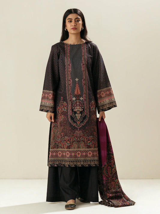 3 PIECE - PRINTED LAWN SUIT - NIGHT SKY MORBAGH SU_23   