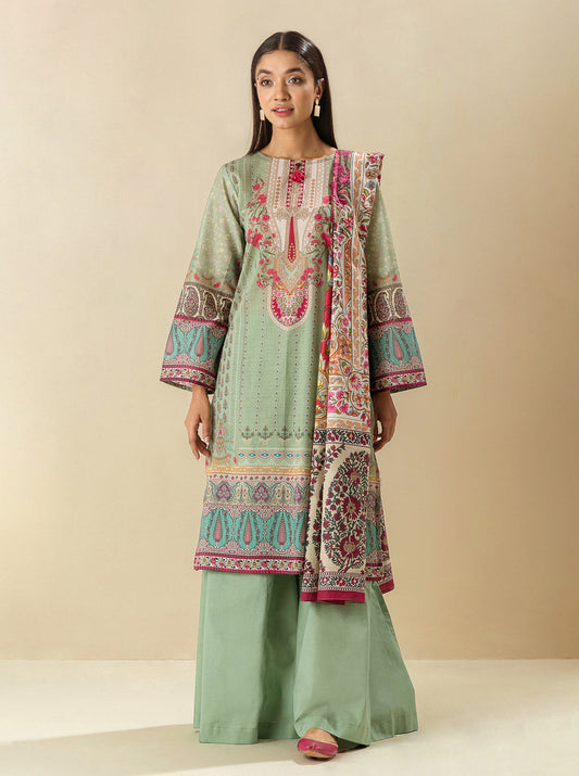 3 PIECE - PRINTED LAWN SUIT -FROSTY SPRUCE MORBAGH SU_23   