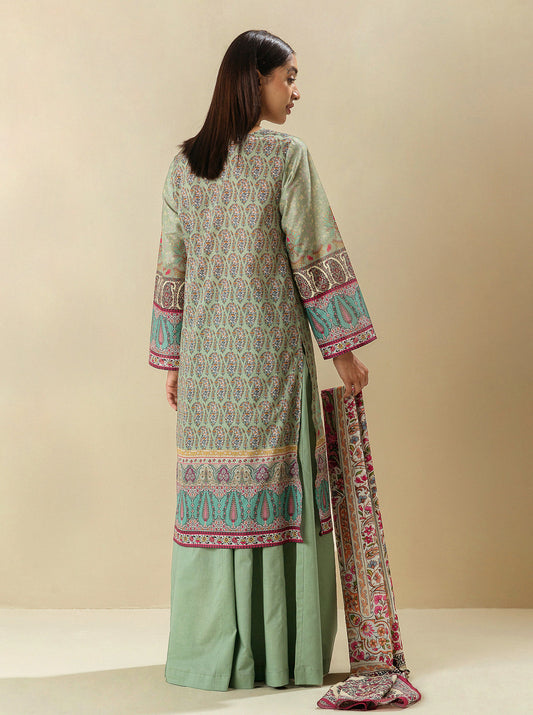 3 PIECE - PRINTED LAWN SUIT -FROSTY SPRUCE MORBAGH SU_23   