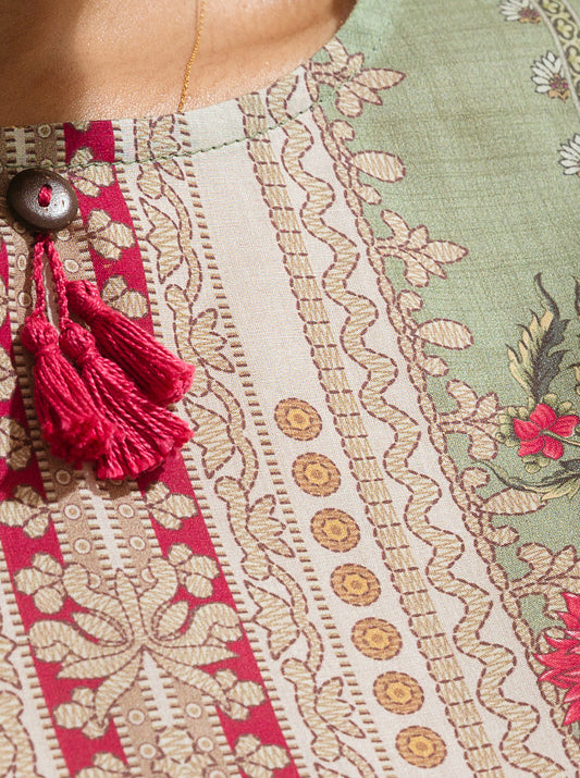 3 PIECE - PRINTED LAWN SUIT -FROSTY SPRUCE MORBAGH SU_23   