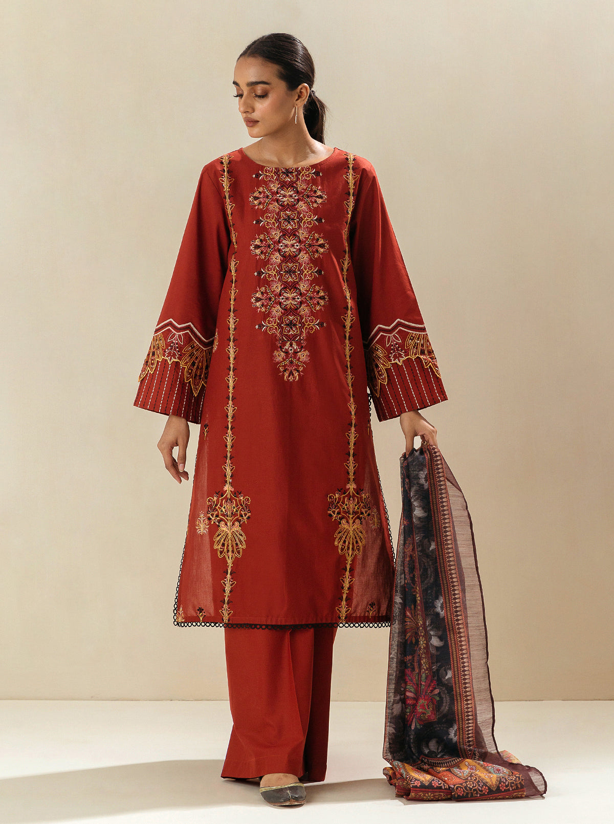 3 PIECE - EMBROIDERED LAWN SUIT - MAPLE MUSIC MORBAGH SU_23   
