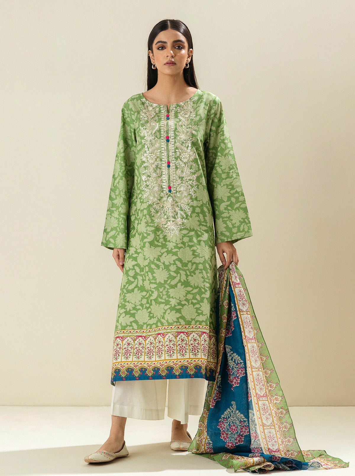 2 PIECE - EMBROIDERED LAWN SUIT - LEPRECHAUN DUST MORBAGH SU_23   