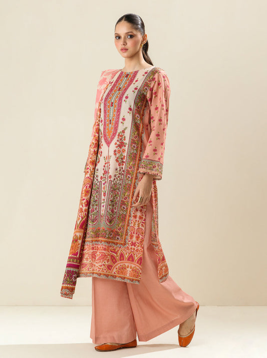 3 PIECE - PRINTED LAWN SUIT - ROSE OF SHARON MORBAGH SU_23   