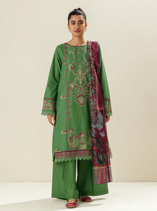 3 PIECE - EMBROIDERED LAWN SUIT - GREEN QUIETNESS MORBAGH SU_23   