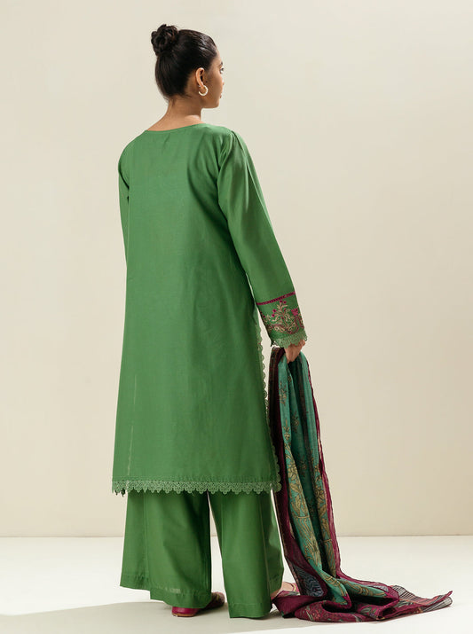 3 PIECE - EMBROIDERED LAWN SUIT - GREEN QUIETNESS MORBAGH SU_23   