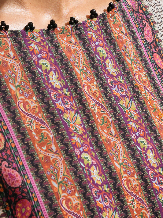 1 PIECE - PRINTED LAWN SHIRT - IBIS CREAM MORBAGH SU_23   