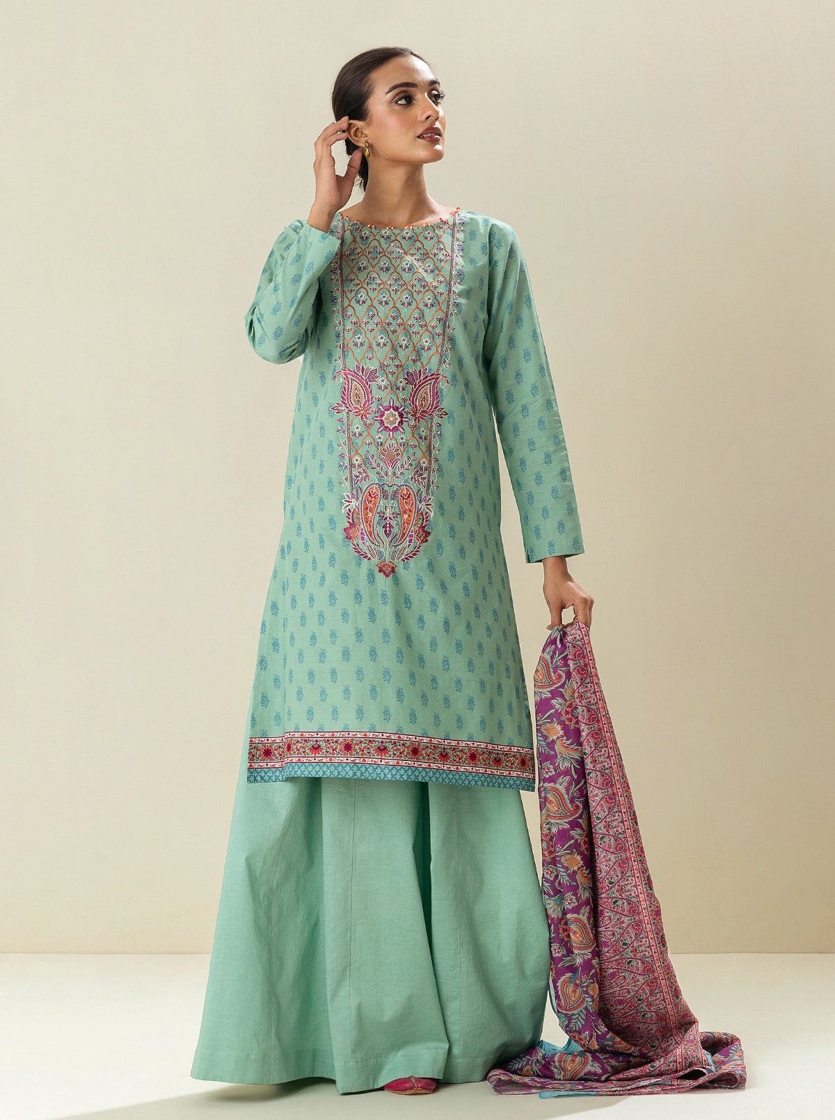 2 PIECE - EMBROIDERED LAWN SUIT - SOOTHING SEA MORBAGH SU_23   