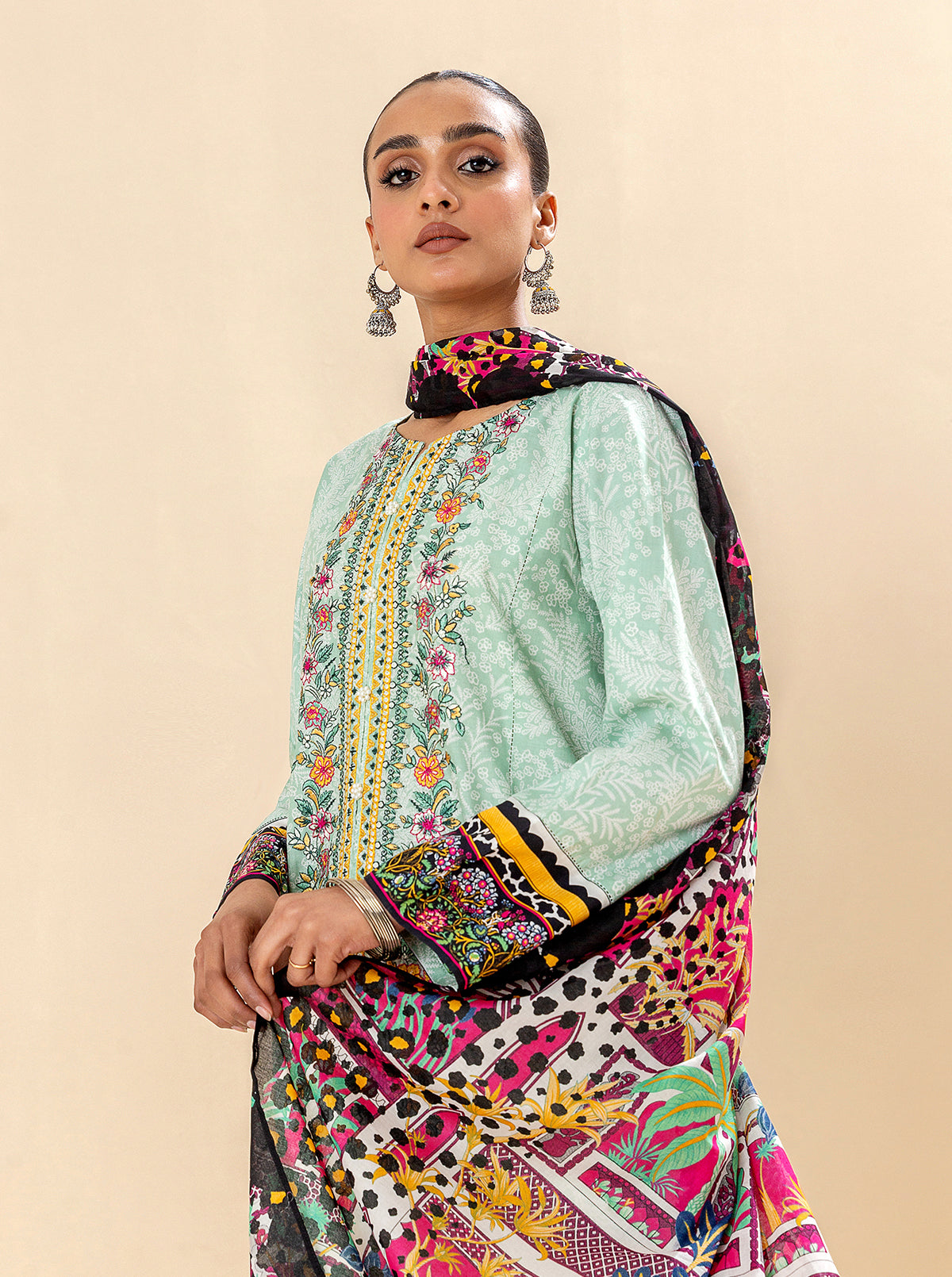 2 PIECE EMBROIDERED LAWN SUIT-DUSTY VIRIDIAN BT-MORBAGH SU_24   