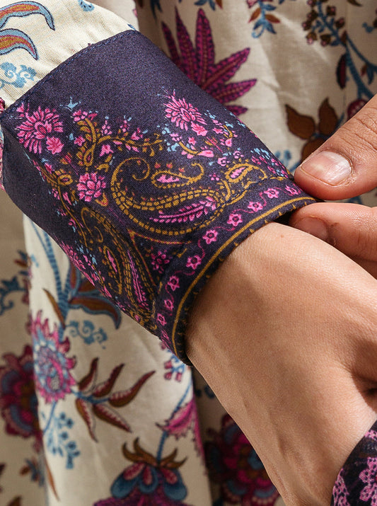 2 PIECE - PRINTED LAWN SUIT - RASPBERRY ROSE MORBAGH SU_23   