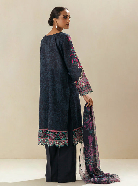 3 PIECE - EMBROIDERED LAWN SUIT - BARITONE BRICKS MORBAGH SU_23   