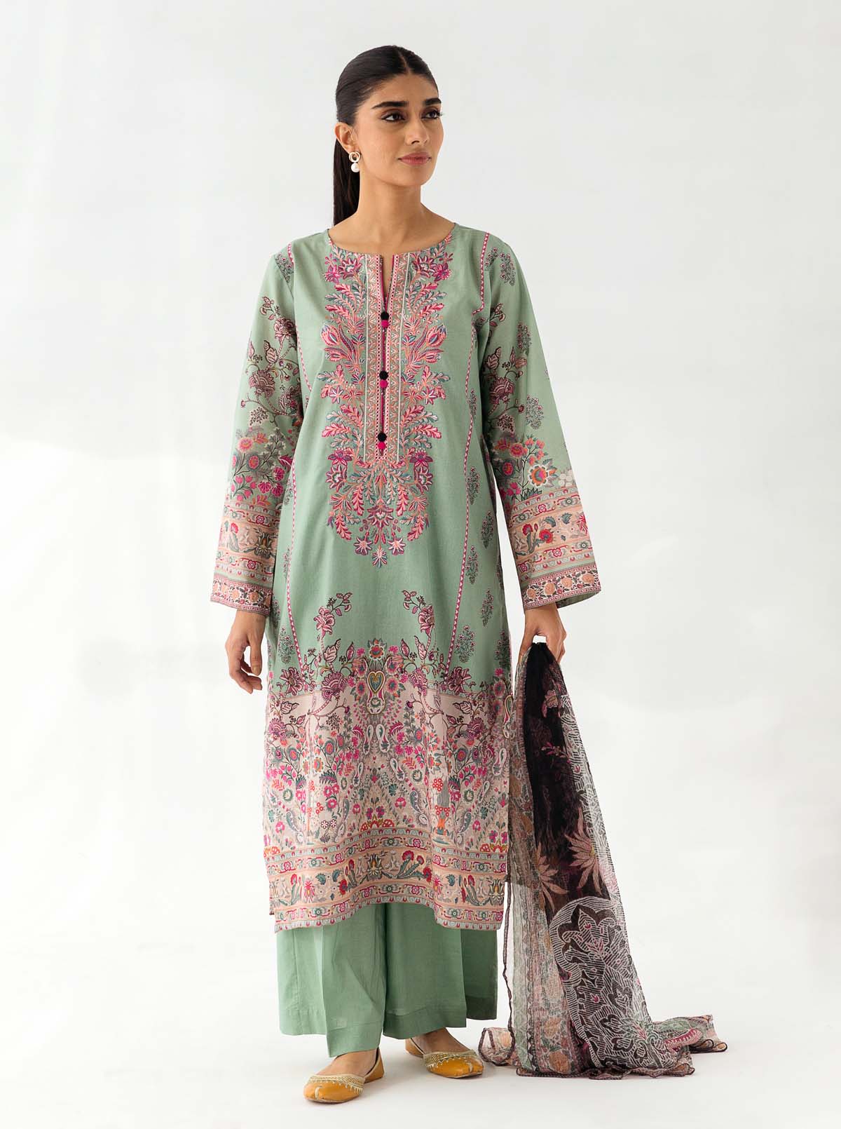 3 PIECE - EMBROIDERED LAWN SUIT - MISTLETOE POMACE MORBAGH SU_23   