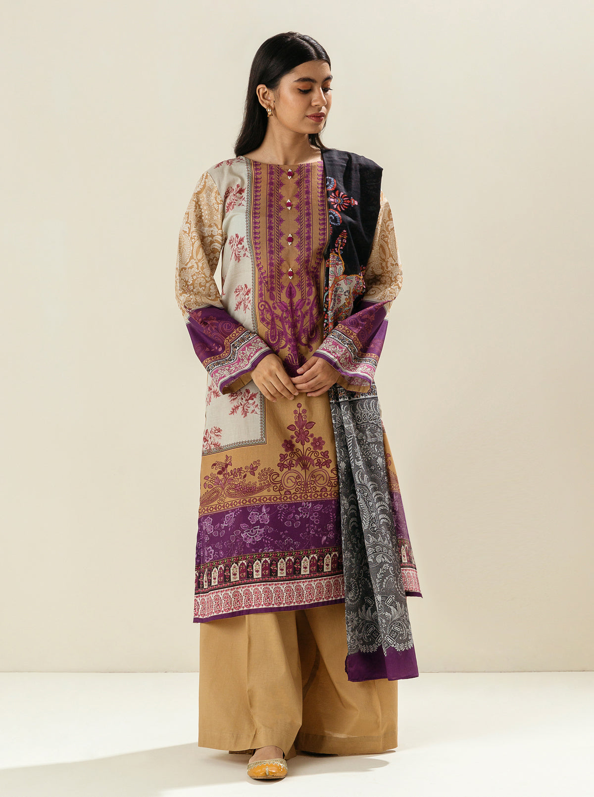 3 PIECE - PRINTED LAWN SUIT - AMETHYST LOVE MORBAGH SU_23   