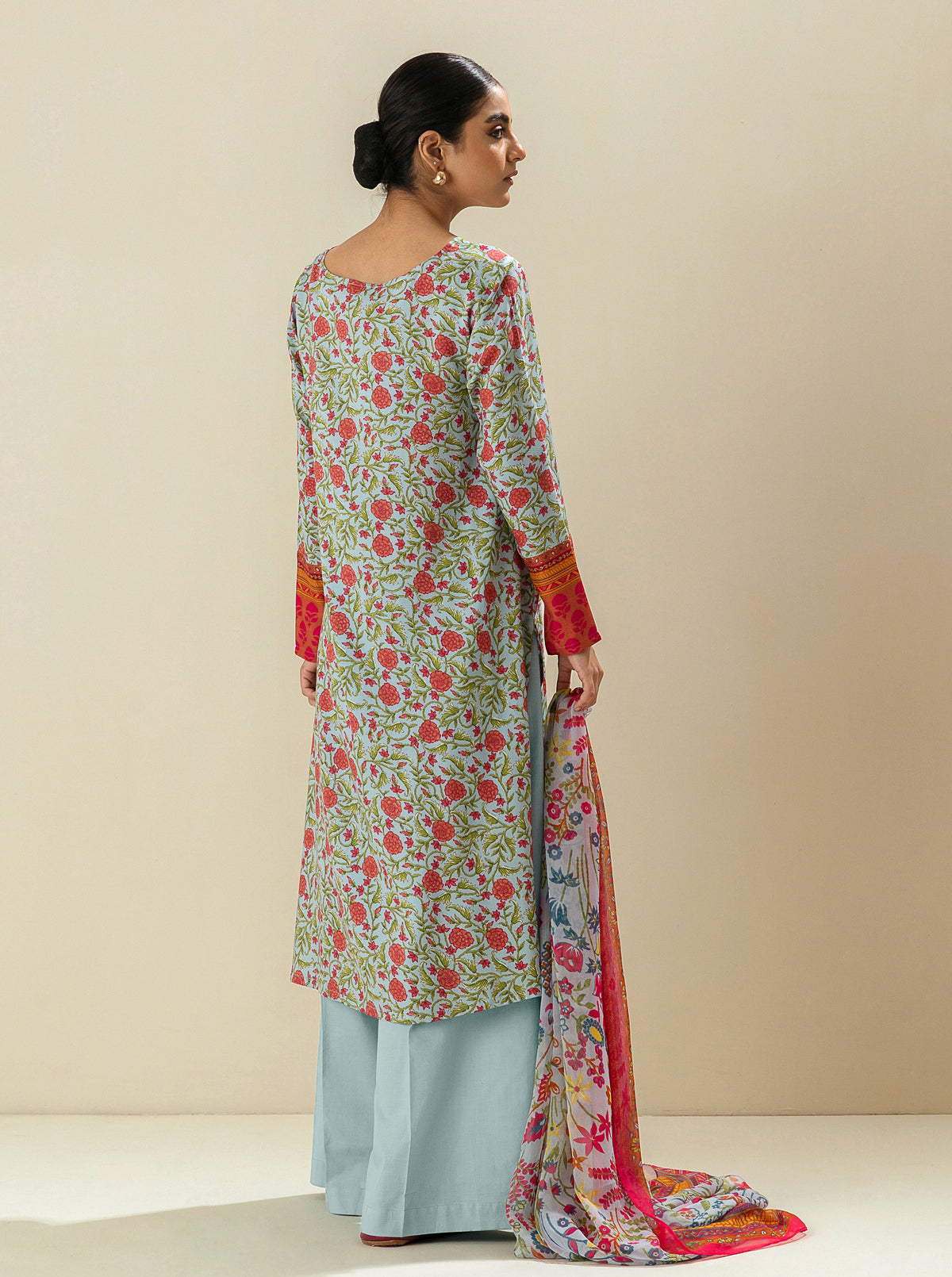 3 PIECE - PRINTED VISCOSE SUIT - BREEZY PARADISE BT-MORBAGH SU_24   