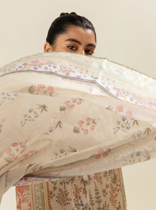 3 PIECE - PRINTED LAWN SUIT - PALE BLOOM MORBAGH SU_23   