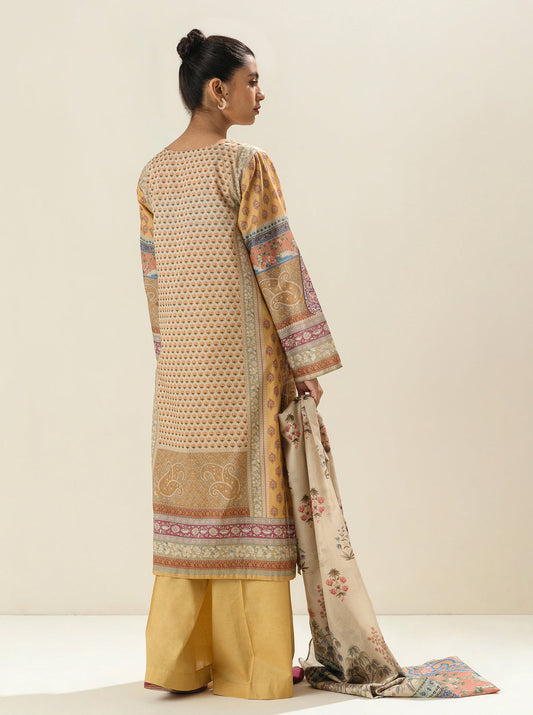 3 PIECE - PRINTED LAWN SUIT - PALE BLOOM MORBAGH SU_23   