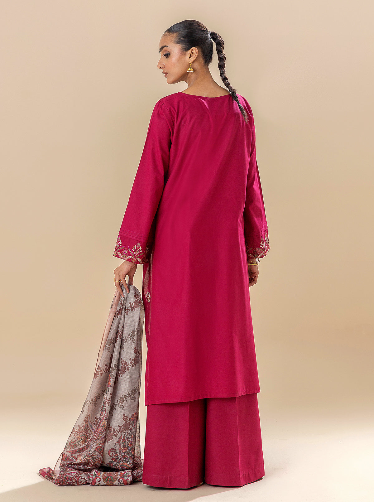 3 PIECE EMBROIDERED LAWN SUIT-RASPBERRY COULIS BT-MORBAGH SU_24   