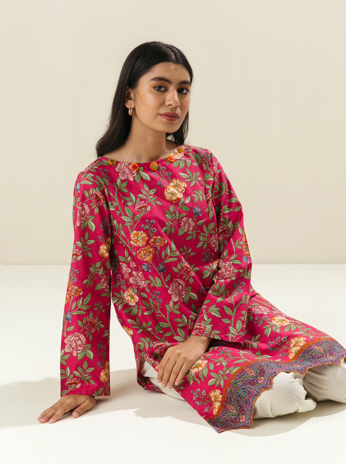 1 PIECE - PRINTED LAWN SHIRT - MELTED INCANDESCENCE MORBAGH SU_23   