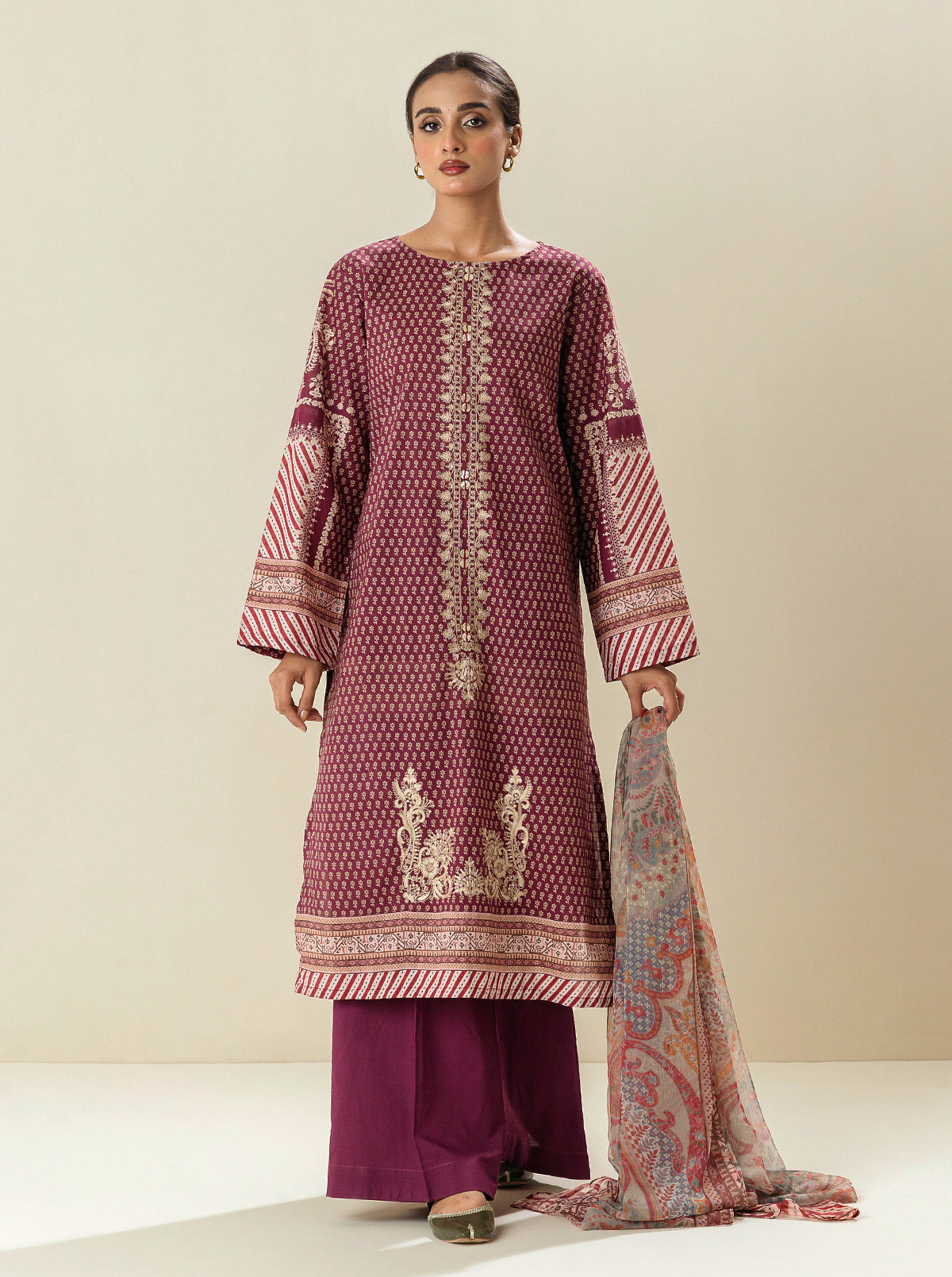 3 PIECE - EMBROIDERED LAWN SUIT - CARMINE FESTIVAL BT-MORBAGH SU_24   