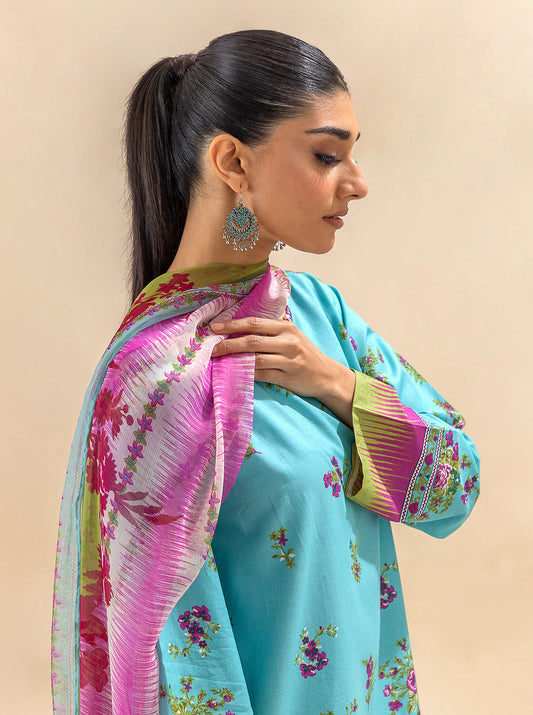 2 PIECE PRINTED LAWN SUIT-TENDER SKY BT-MORBAGH SU_24   