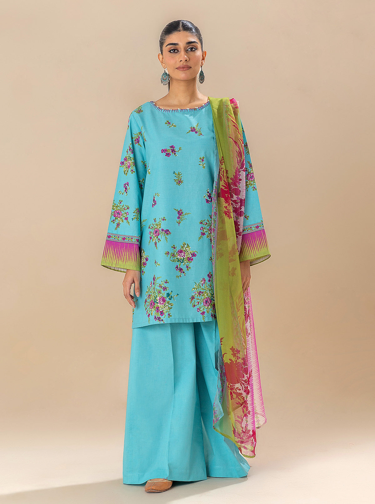 2 PIECE PRINTED LAWN SUIT-TENDER SKY BT-MORBAGH SU_24   