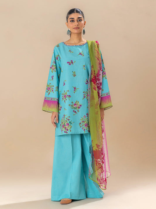 2 PIECE PRINTED LAWN SUIT-TENDER SKY BT-MORBAGH SU_24   