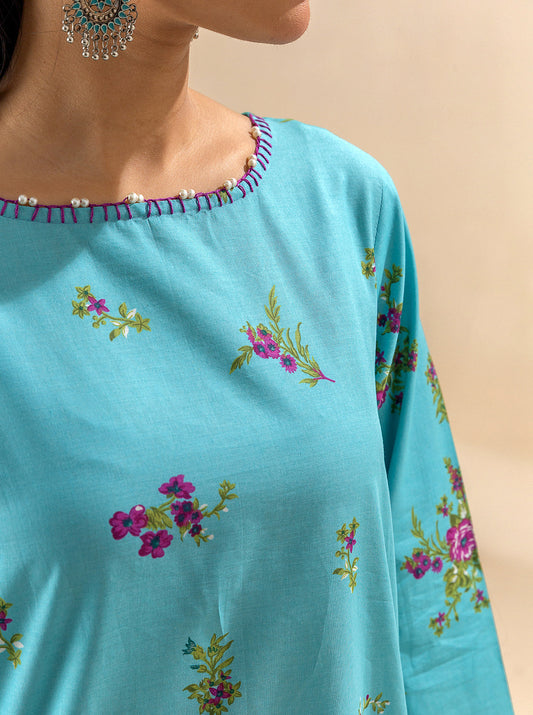 2 PIECE PRINTED LAWN SUIT-TENDER SKY BT-MORBAGH SU_24   