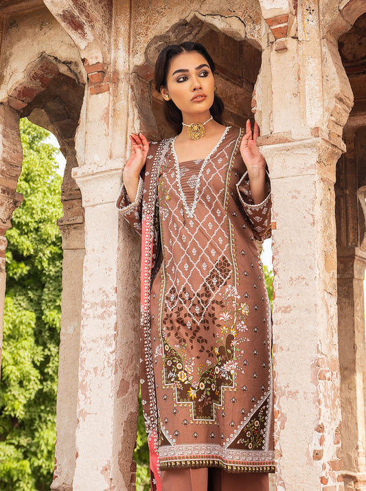 3 PIECE - PRINTED LAWN SUIT - ELEGANT MOCA MORBAGH SU_21   