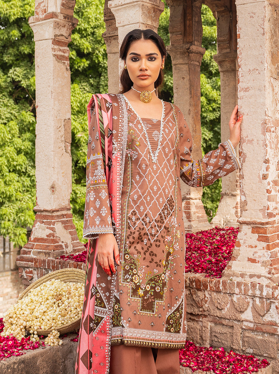 3 PIECE - PRINTED LAWN SUIT - ELEGANT MOCA MORBAGH SU_21   